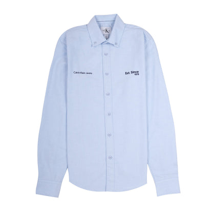 CALVIN KLEIN JEANS Opulent Azure Classic Fit Long Sleeve Button-Up Shirt