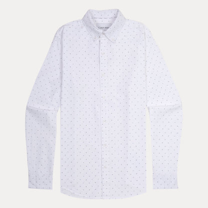 Calvin Klein Dapper Dot Delight Shirt in Crisp Cloud White