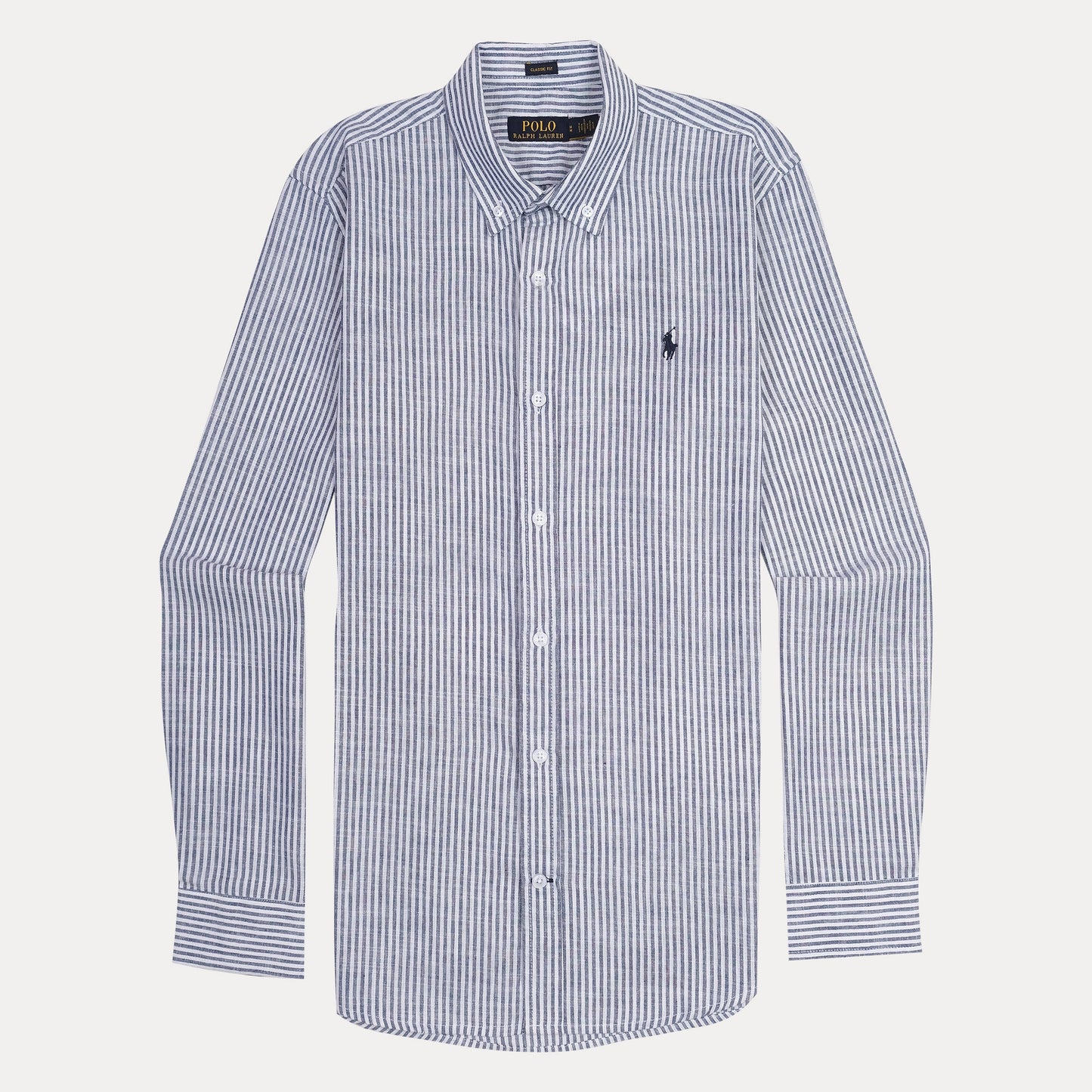 Polo Ralph Lauren Classic Fit Striped Linen Shirt in Nautical Blue