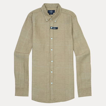 HACKETT Earthy Elegance Slim Fit Linen Checkered Shirt