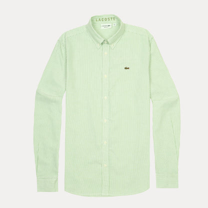 Lacoste Striped Pique Shirt in Fresh Mint Green