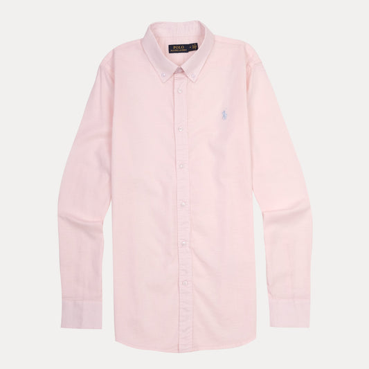POLO RALPH LAUREN SLIM FIT Button-Down Oxford Linen Shirt in Soft Pink