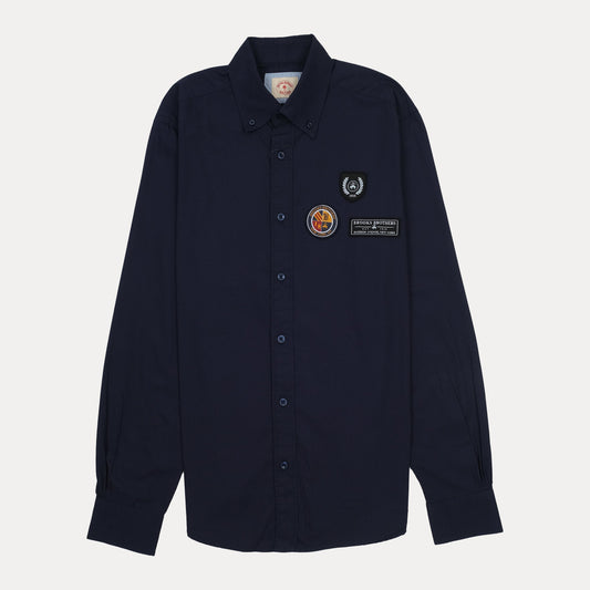 Brooks Brothers Classic Navy Button-Up Shirt with Patches