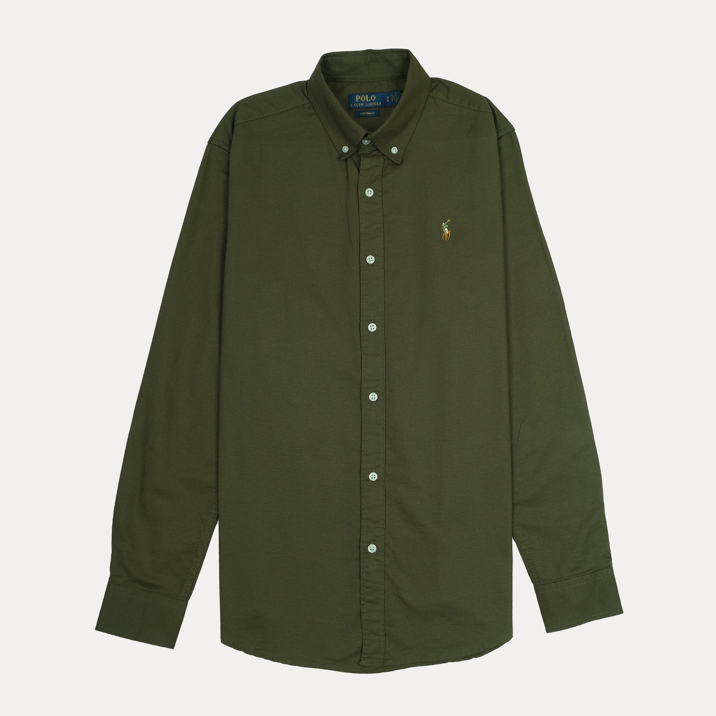 Polo Ralph Lauren Custom Fit Long Sleeve Button-Down Shirt in Olive Green