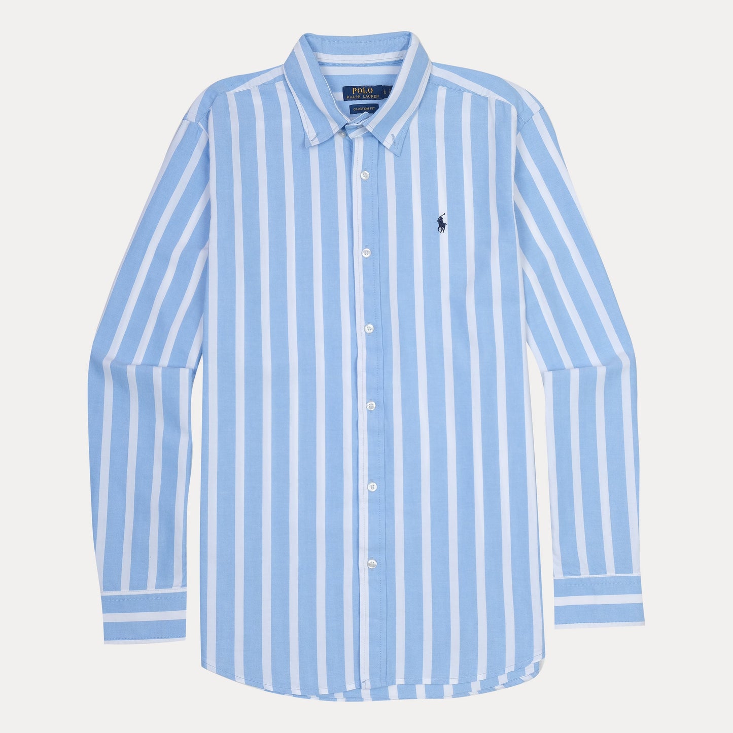 Polo Ralph Lauren Custom Fit Striped Elegance Shirt in Sky Blue