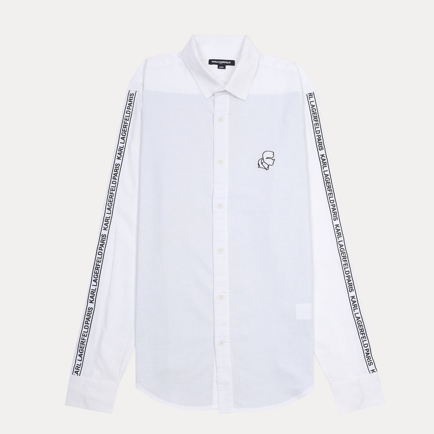 KARL LAGERFELD Chic Striped Elegance Shirt in Crisp White