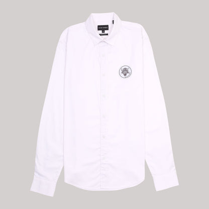 Emporio Armani Essential White Long Sleeve Shirt with Tiger Patch
