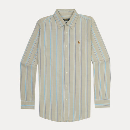 Polo Ralph Lauren Striped Elegance Shirt in Soft Sand & Sky Blue