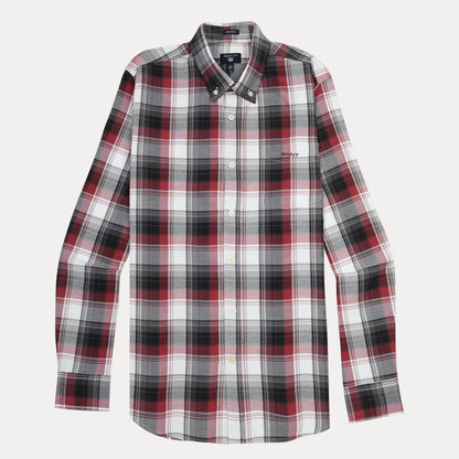 GANT Tech Prep Plaid Perfection Shirt in Crimson & Charcoal