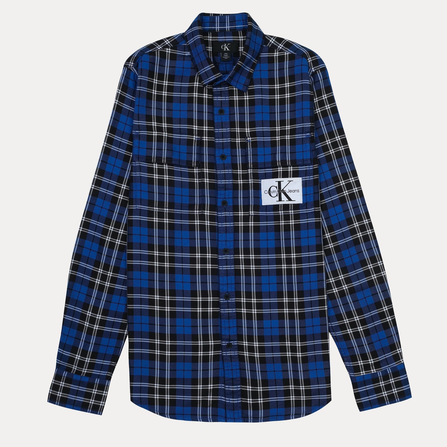 Calvin Klein Men's Blue Plaid Long Sleeve Shirt