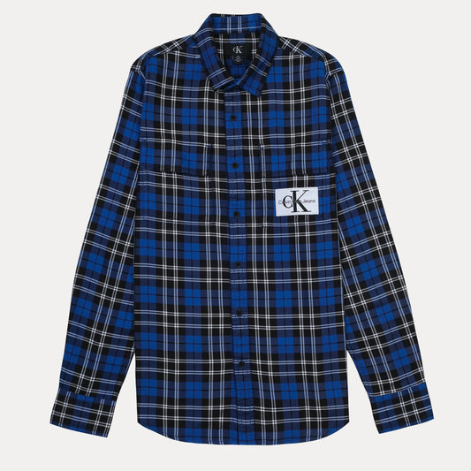 Calvin Klein Men's Blue Plaid Long Sleeve Shirt