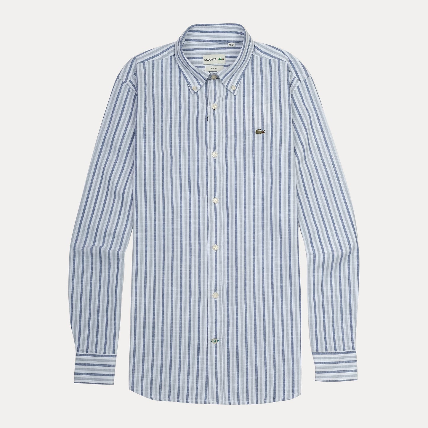 Lacoste Striped Elegance Slim Fit Shirt in Sky Blue Whisper
