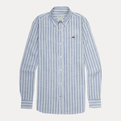 Lacoste Striped Elegance Slim Fit Shirt in Sky Blue Whisper