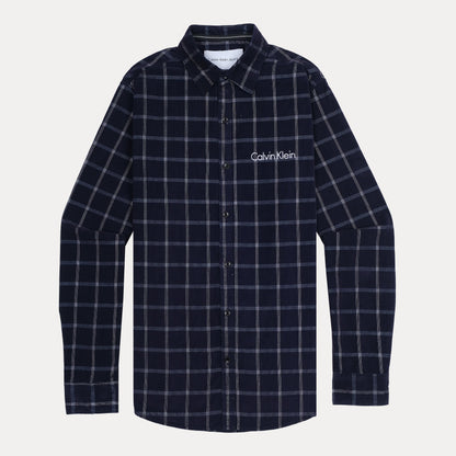 Calvin Klein Cozy Checkered Flannel Shirt in Midnight Plaid