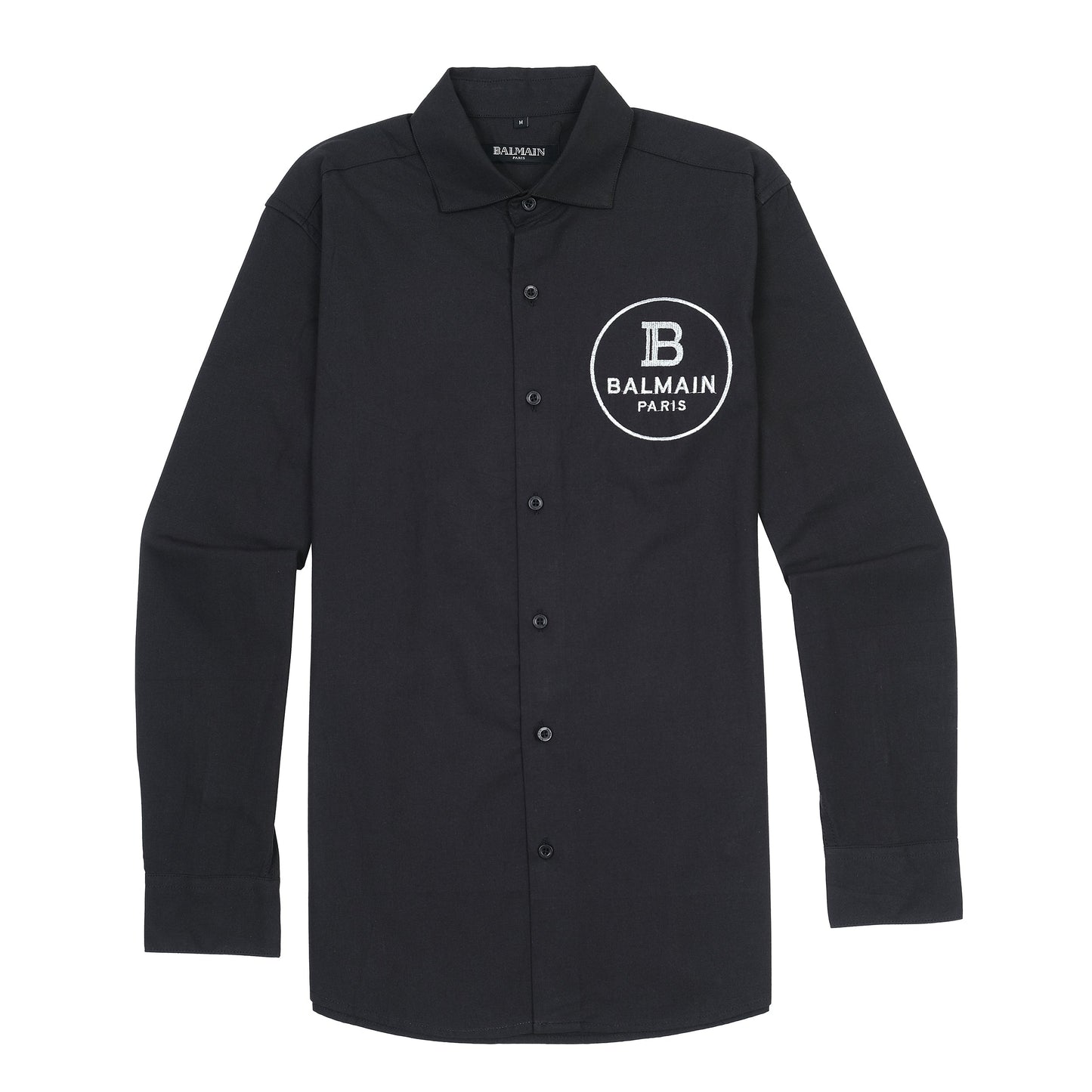 BALMAIN Elegant Midnight Black Embroidered Shirt