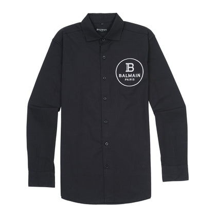 BALMAIN Elegant Midnight Black Embroidered Shirt