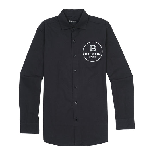 BALMAIN Elegant Midnight Black Embroidered Shirt