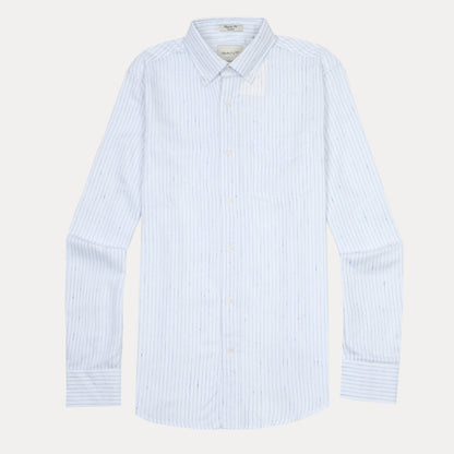 [Mélange Slub Linen] GANT Melange Stripe Delight Shirt - Sky Blue Elegance