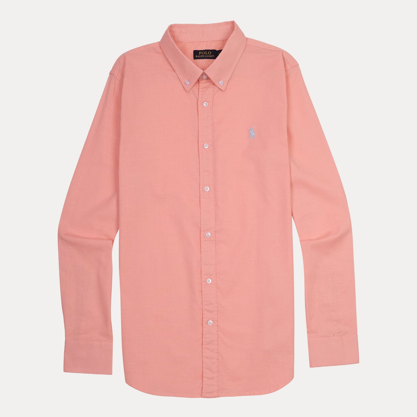 RALPH LAUREN SLIM FIT Button-Down Linen Shirt in Coral