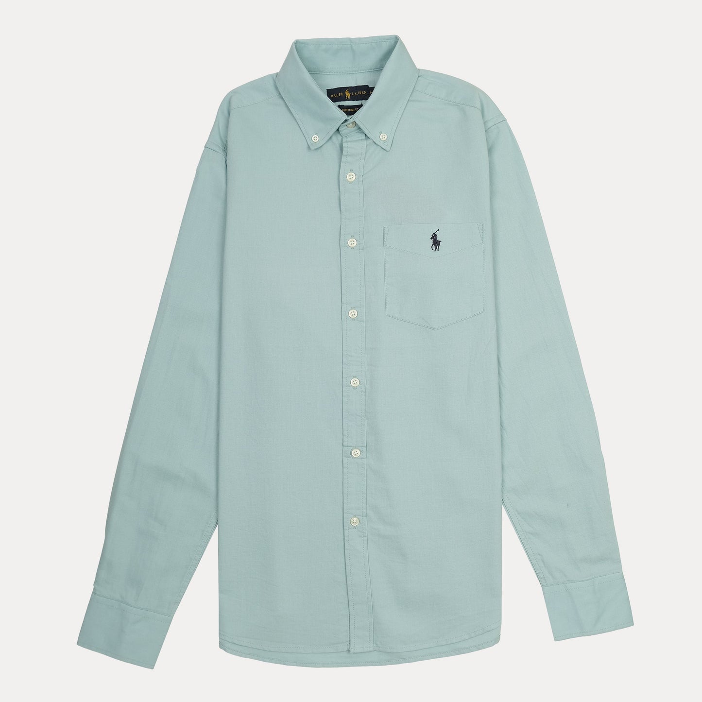 RALPH LAUREN Prismatic Teal Custom Fit Long Sleeve Button-Down Shirt