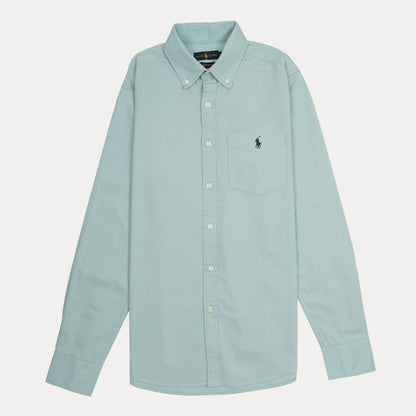 RALPH LAUREN Prismatic Teal Custom Fit Long Sleeve Button-Down Shirt