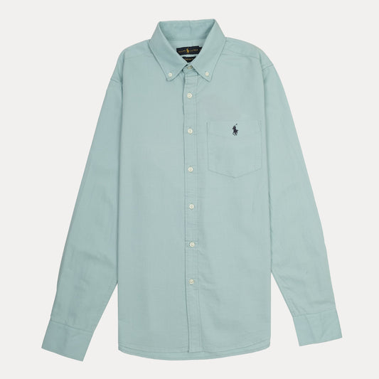 RALPH LAUREN Prismatic Teal Custom Fit Long Sleeve Button-Down Shirt