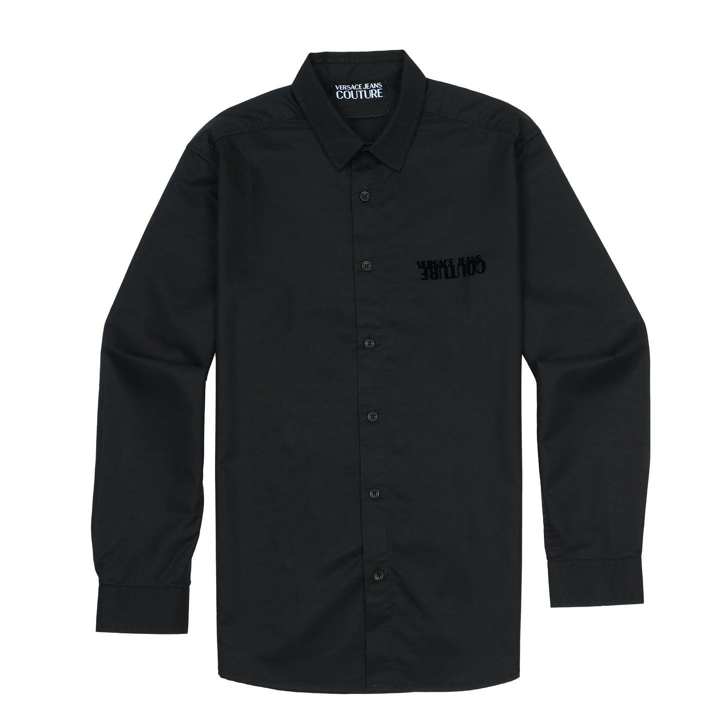 Versace Jeans Couture Elegant Midnight Black Button-Up Shirt
