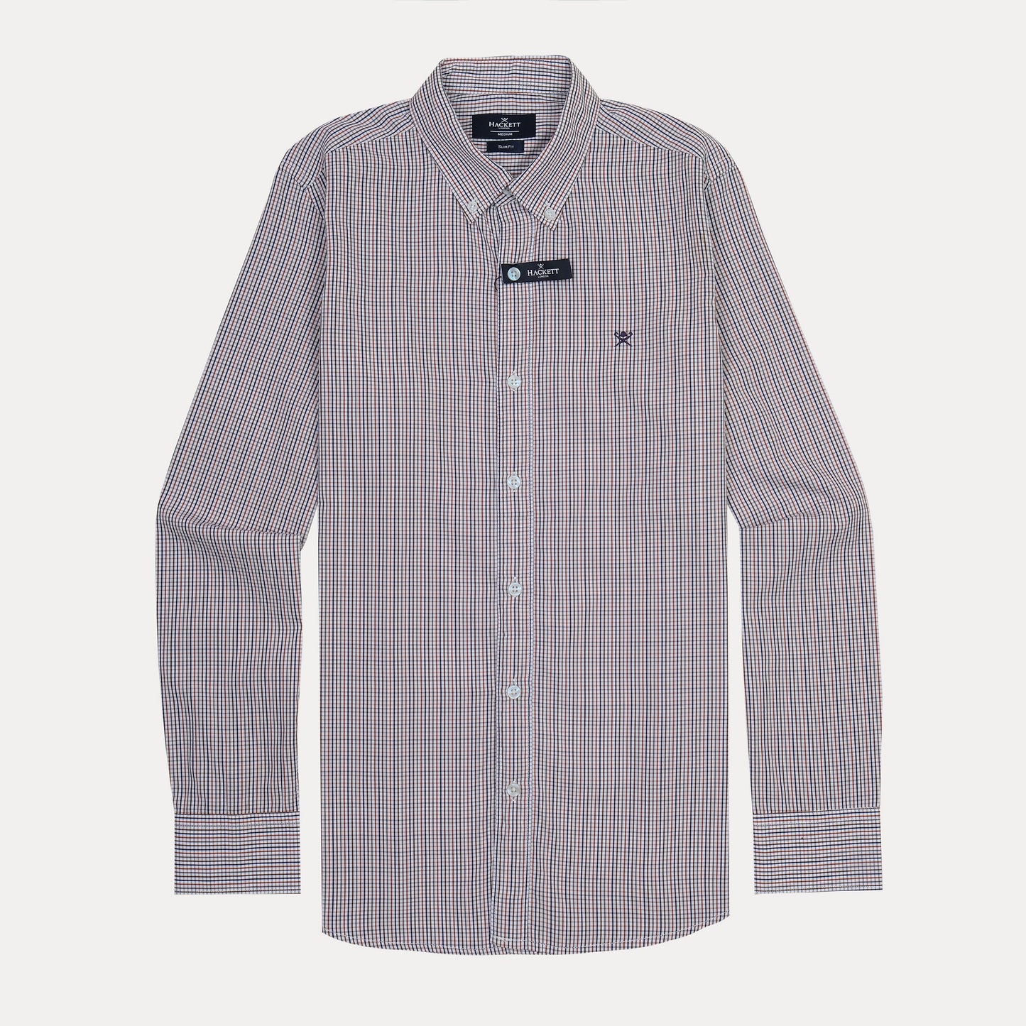 HACKETT Dapper Checkered Delight Slim Fit Shirt in Rustic Red and Navy