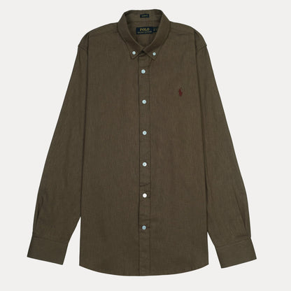 POLO RALPH LAUREN Linen Classic Fit Long Sleeve Button-Up Shirt in Earthy Brown
