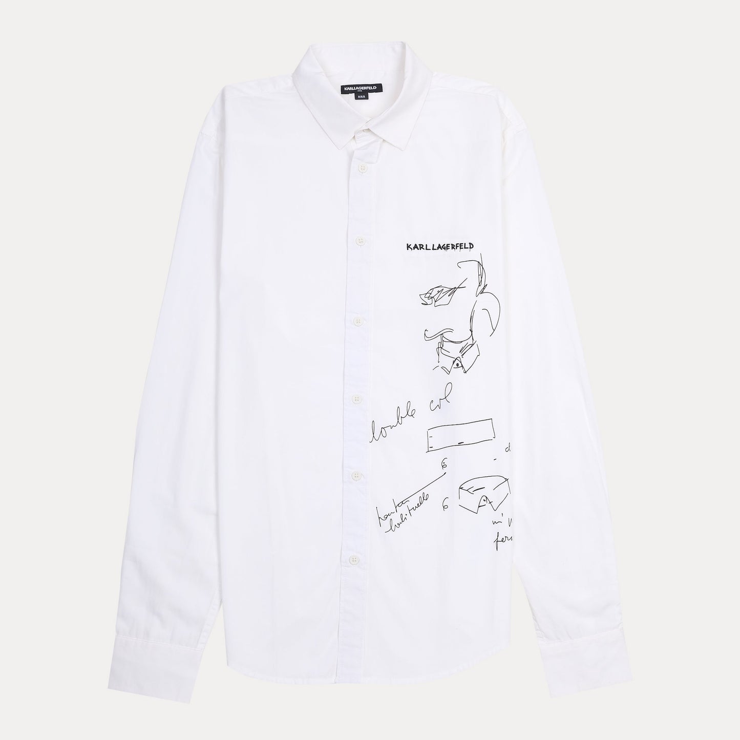 KARL LAGERFELD Elegant White Canvas Shirt with Artistic Illustrations