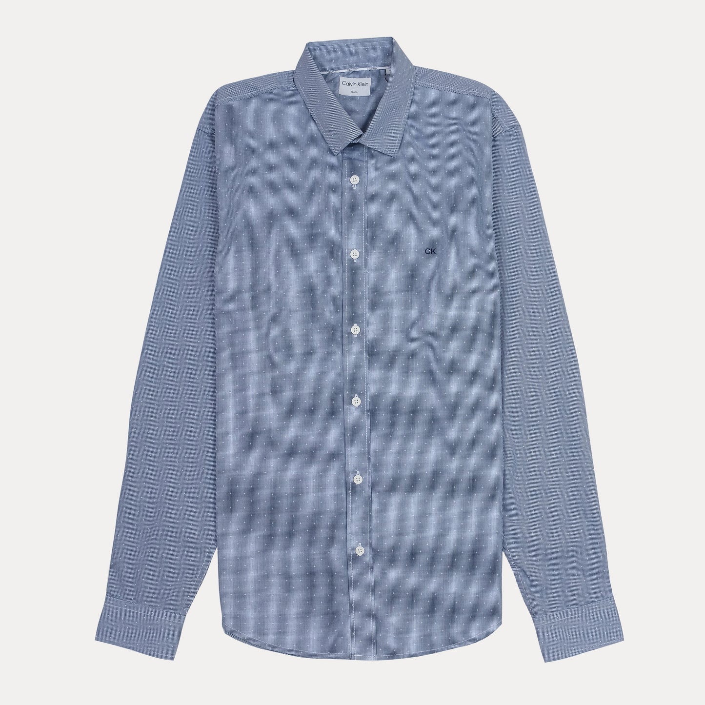 CALVIN KLEIN Ocean Mist Textured Slim Fit Long Sleeve Button-Up Shirt