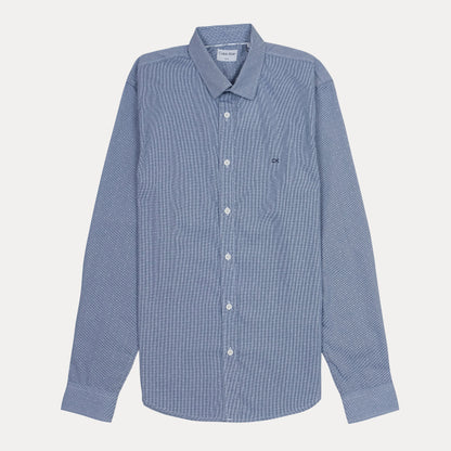 CALVIN KLEIN Ocean Mist Textured Slim Fit Long Sleeve Button-Up Shirt