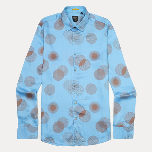 RARE RABBIT Whimsical Waves Long Sleeve Shirt in Sky Blue
