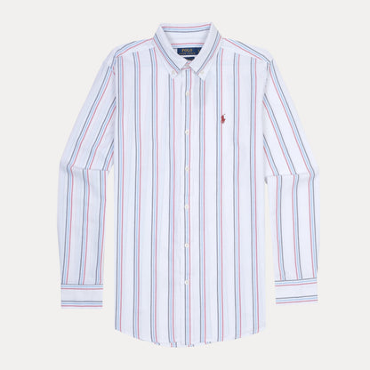 Polo Ralph Lauren Striped Elegance Button-Up Shirt in Crisp Cloud White