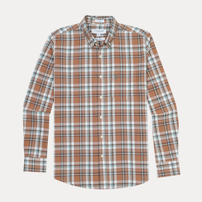 U.S. Polo Assn. Premium Cotton Tailored Fit Plaid Shirt in Rustic Copper