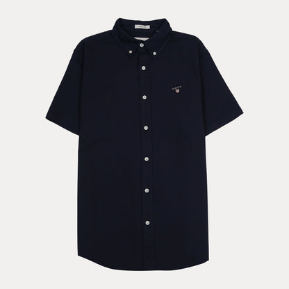 GANT Effortlessly Elegant Short-Sleeve Shirt in Midnight Blue