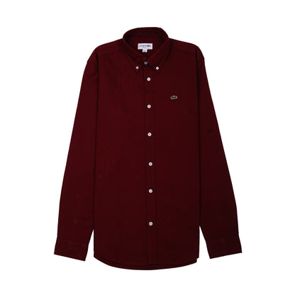 Lacoste Elegant Burgundy Button-Up Shirt
