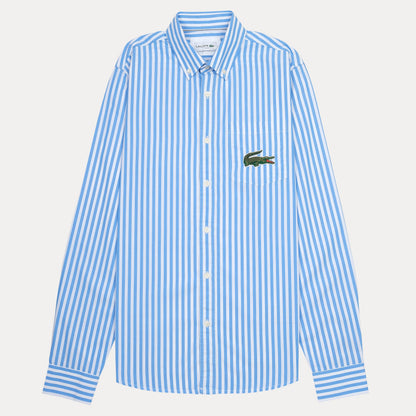 Lacoste Striped Elegance Cotton Shirt in Sky Blue