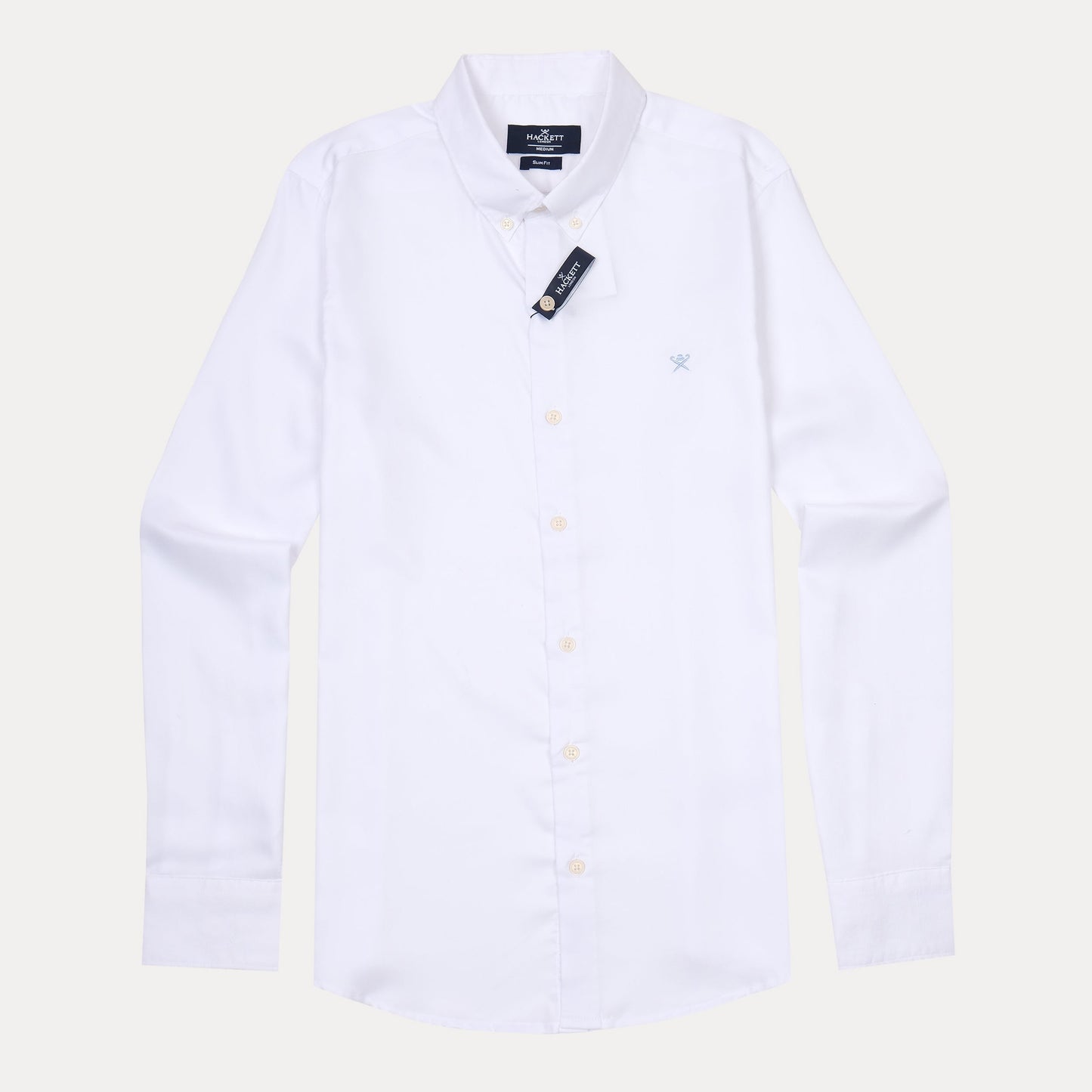 HACKETT London Crisp Cotton Slim Fit Shirt in Pristine White