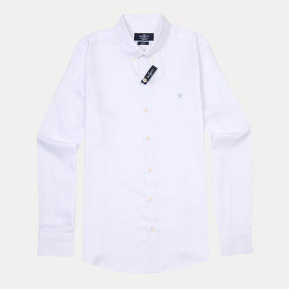 HACKETT London Crisp Cotton Slim Fit Shirt in Pristine White