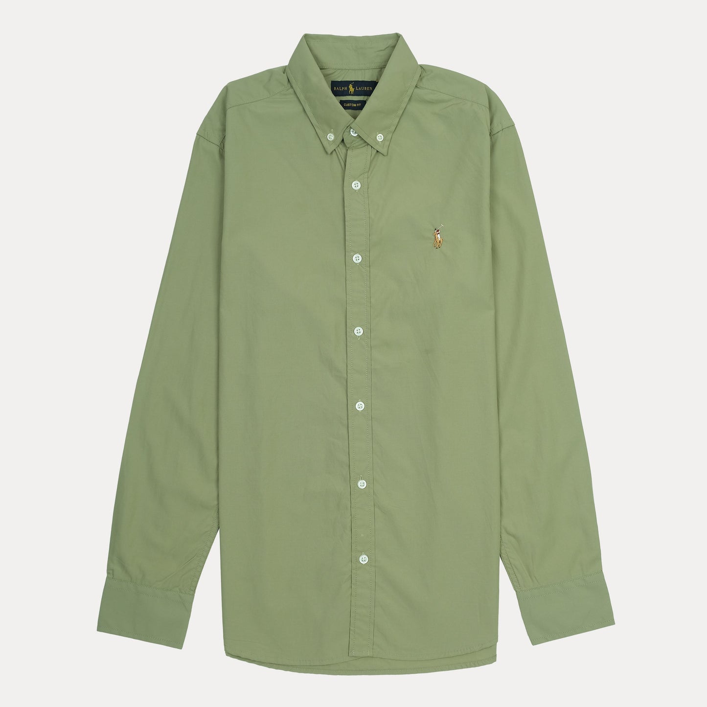 RALPH LAUREN Lucent Juniper Smoke Custom Fit Long Sleeve Button-Down Shirt