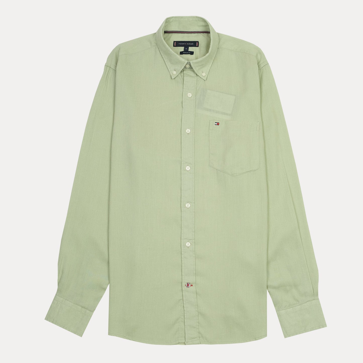 TOMMY HILFIGER Breezy Sage Button-Up Linen Shirt