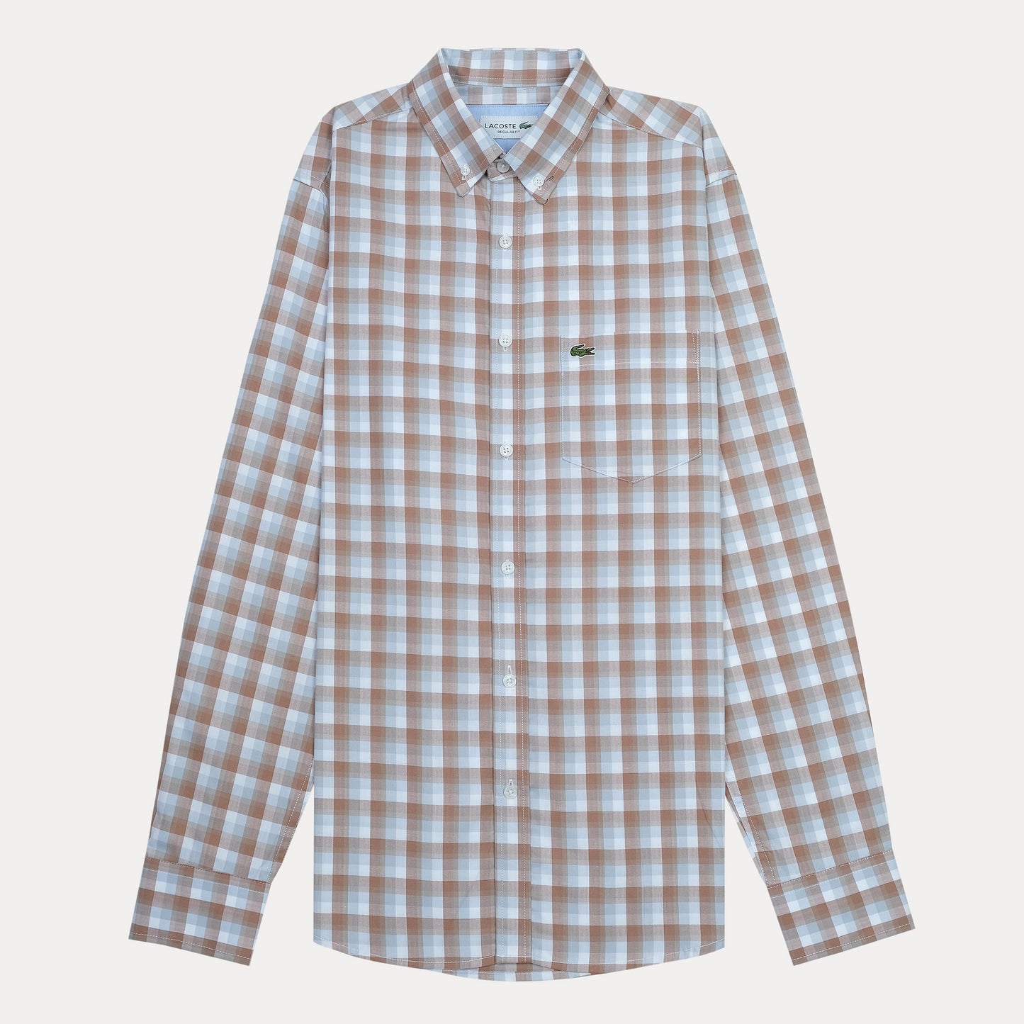 Lacoste Classic Gingham Charm Shirt in Earthy Biscotti