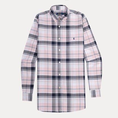 Polo Ralph Lauren Custom Fit Plaid Shirt in Blush & Navy Harmony