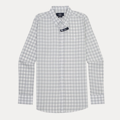 HACKETT Earthy Elegance Slim Fit Gingham Shirt in Misty Grey