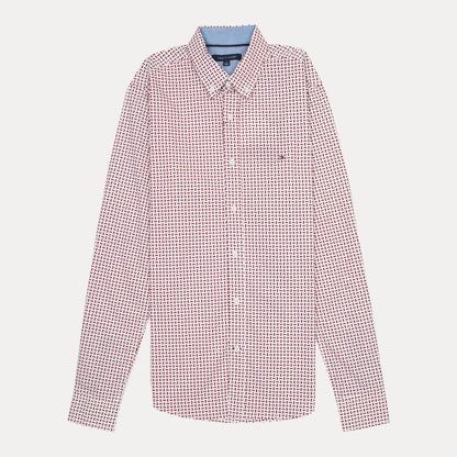 TOMMY HILFIGER Crimson Mosaic Modern Fit Long Sleeve Button-Up Shirt