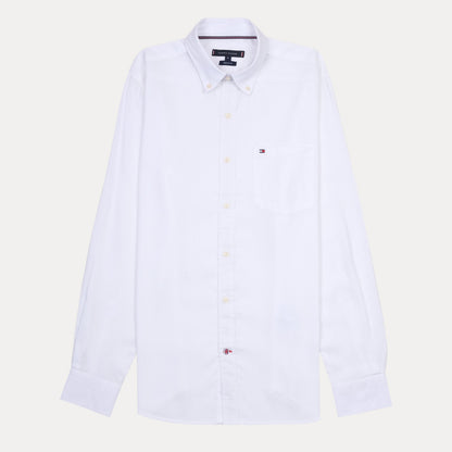 Tommy Hilfiger Crisp Cotton Button-Up Linen Shirt in Pure Snow