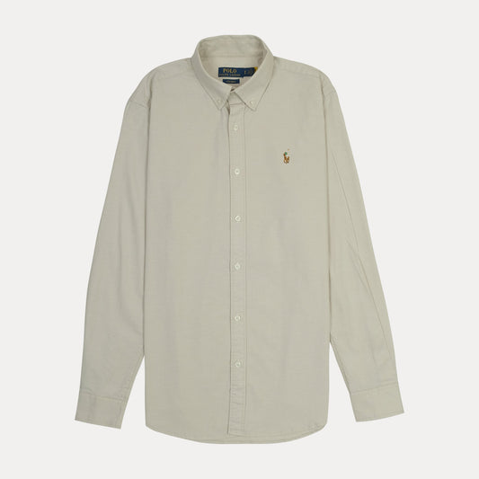 Polo Ralph Lauren Custom Fit Long Sleeve Button-Down Shirt in Beige
