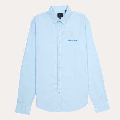 Armani Exchange Light Blue Button-Up Shirt with Logo