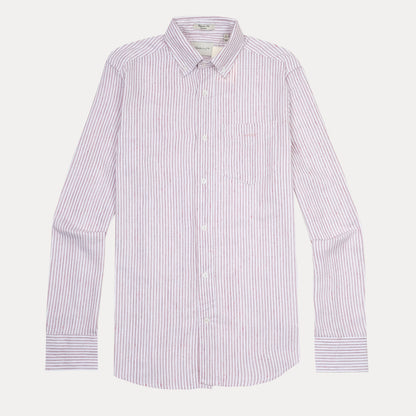 [Mélange Slub Linen] GANT Melange Stripe Delight Shirt - A Charming Blend of Soft Blush and Whispering White